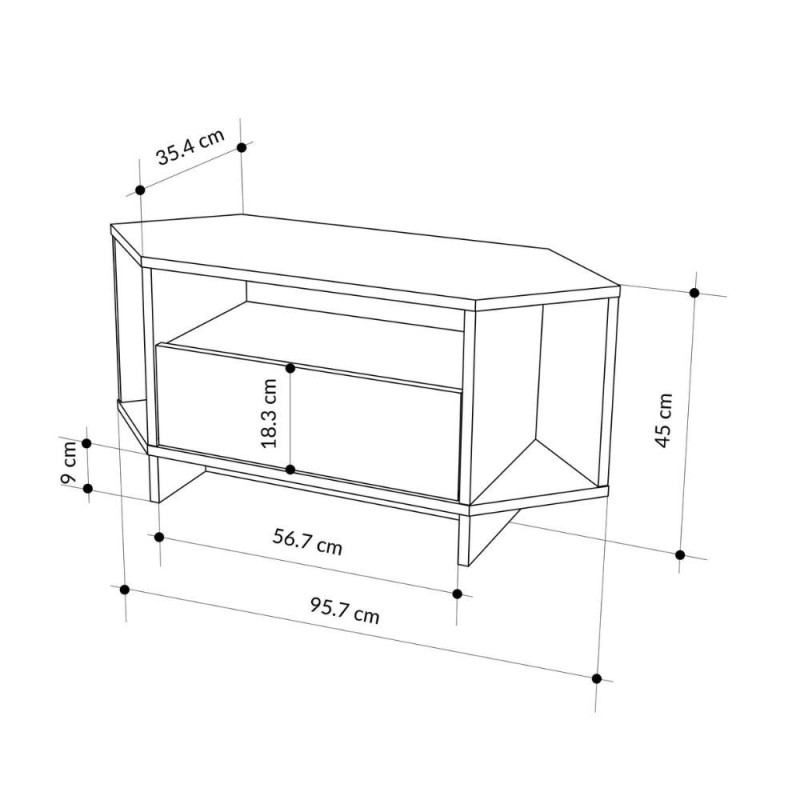 Porta TV angolare Viva rovere con nicchie a giorno moderno