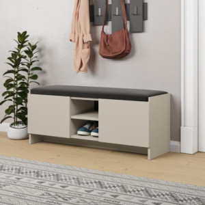 Panca scarpiera Zulla cashmere con cuscino e 2 ante