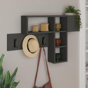 Appendiabiti da parete antracite 3 ganci e 4 nicchie Game moderno