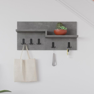 Appendiabiti a muro Harmon mensole 5 ganci retro grey moderno