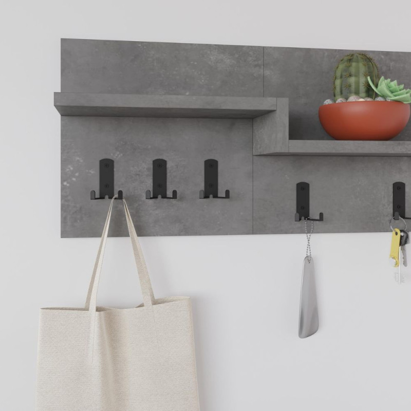Appendiabiti a muro Harmon mensole 5 ganci retro grey moderno