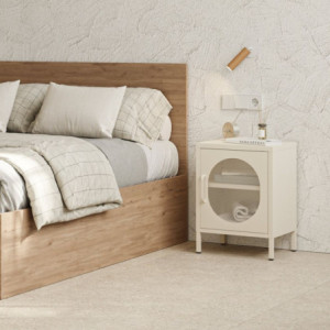 Zoom Comodino Diora in metallo con 1 anta colore crema