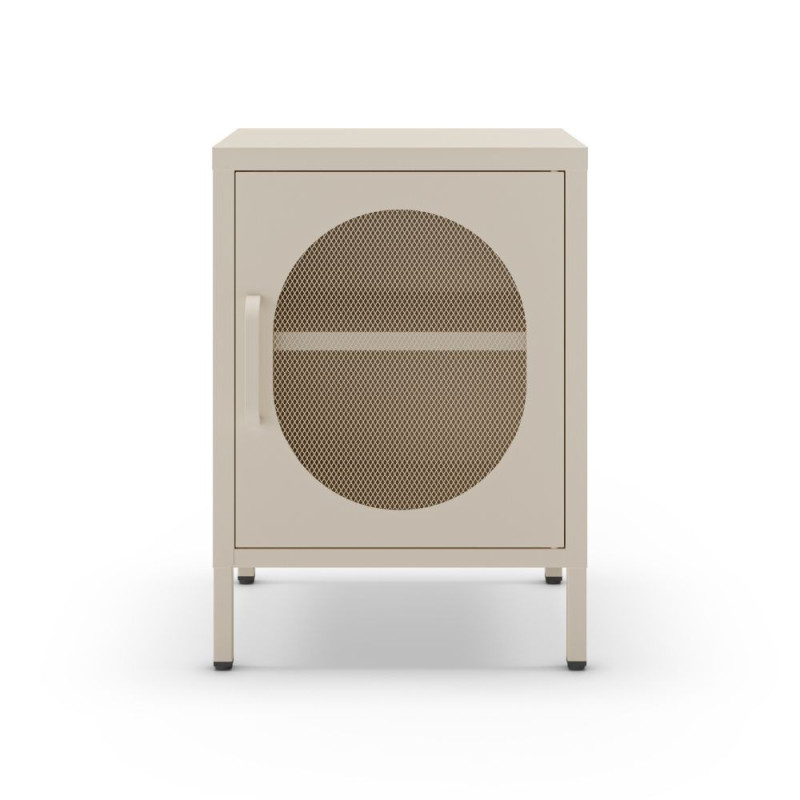 Comodino Diora in metallo crema 1 anta moderno e resistente