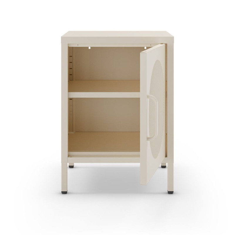 Comodino Diora in metallo crema 1 anta moderno e resistente