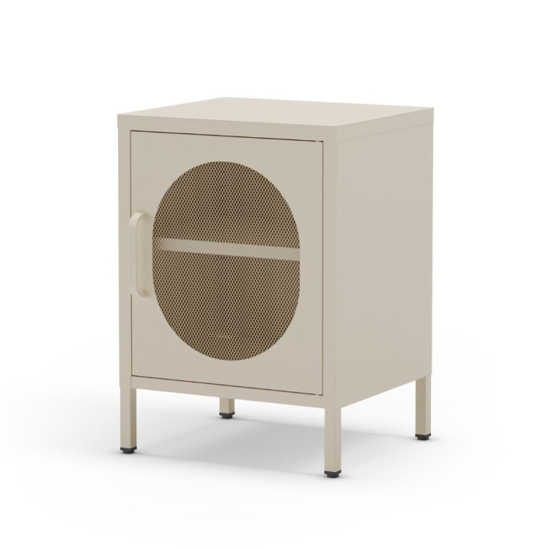 Comodino Diora in metallo crema 1 anta moderno e resistente