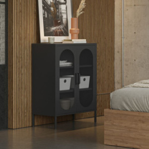 Zoom Mobile multiuso Diora in metallo con 2 ante colore nero