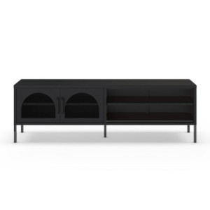 Zoom Porta tv Diora in metallo con 2 ante e 2 vani a giorno colore nero