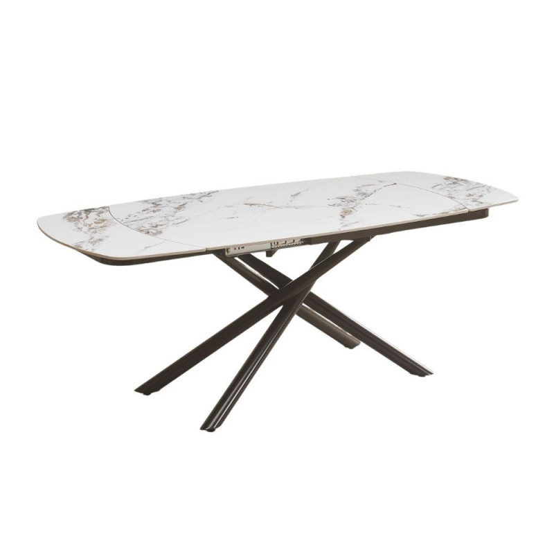 Tavolo Astrid girevole allungabile ceramica marmo bianco nero