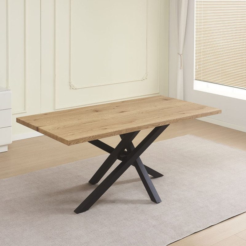 Tavolo fisso Ronan piano in rovere gambe metallo nere moderno