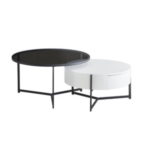 Zoom Tavolino da salotto Velvi con doppio piano e cassetto in colore bianco e nero
