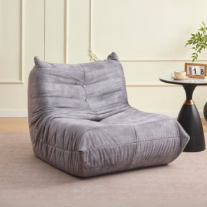 Poltrona Horace imbottita schiuma tessuto grigio chiaro classica