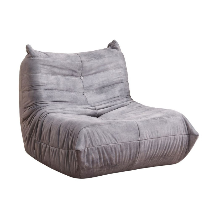 Poltrona Horace imbottita schiuma tessuto grigio chiaro classica