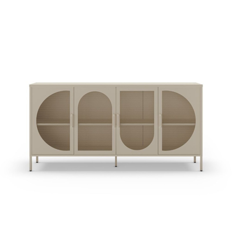 Credenza Tayra in metallo crema 160 cm 4 ante moderna