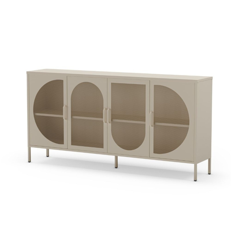 Credenza Tayra in metallo crema 160 cm 4 ante moderna