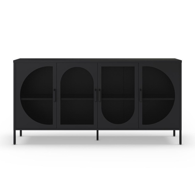Credenza Tayra in metallo nero 160 cm 4 ante moderna