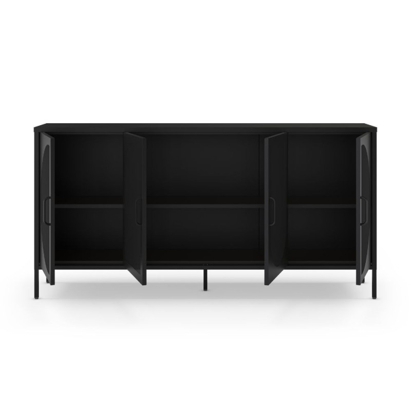 Credenza Tayra in metallo nero 160 cm 4 ante moderna