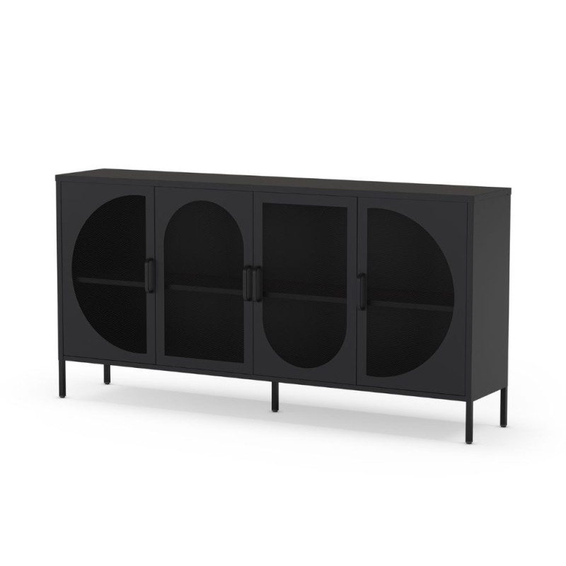 Credenza Tayra in metallo nero 160 cm 4 ante moderna