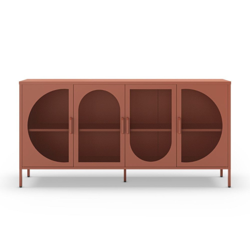 Credenza Tayra in metallo terracotta 160 cm 4 ante moderna