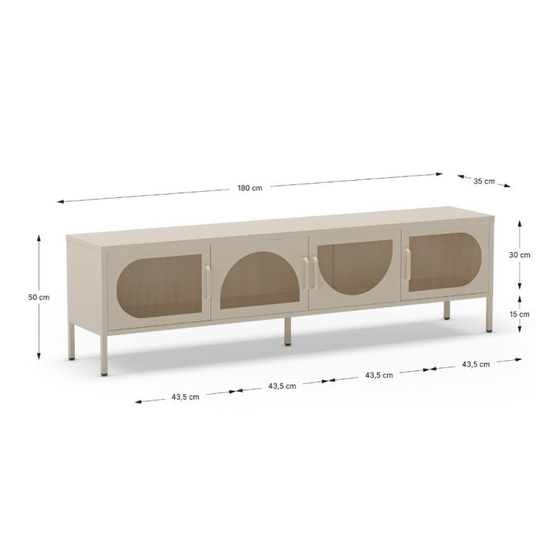 Porta TV Tayra metallo 4 ante 180 cm colore crema moderno