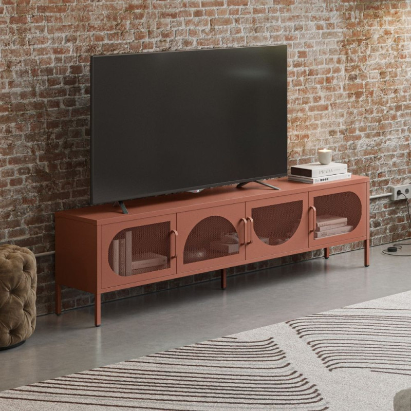 Porta TV Tayra metallo 4 ante 180 cm colore terracotta design