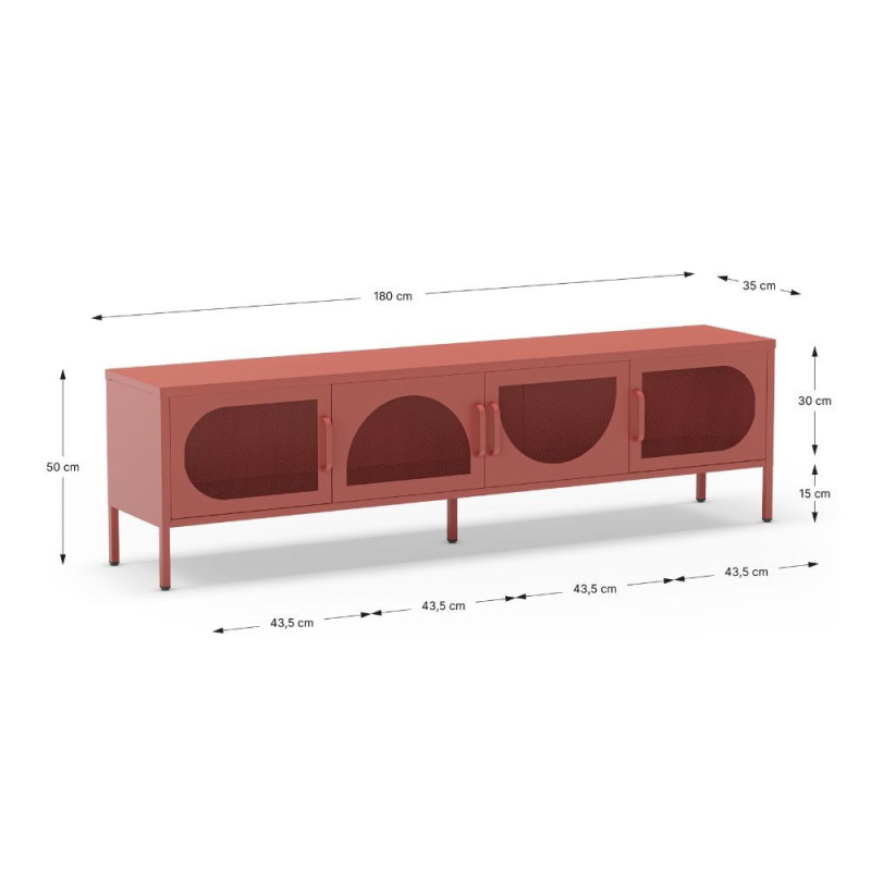 Porta TV Tayra metallo 4 ante 180 cm colore terracotta design