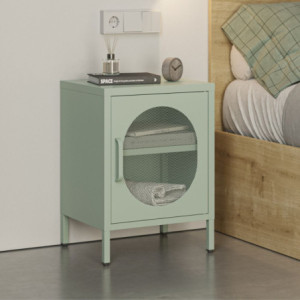 Comodino Diora in metallo verde menta 1 anta moderno