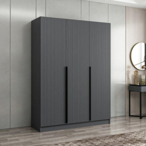 Zoom Armadio Kale 3 ante battenti colore antracite effetto cannettato