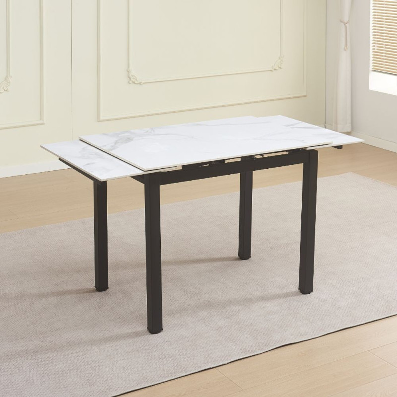 Tavolo allungabile Kyoto ceramica effetto marmo bianco metallo nero