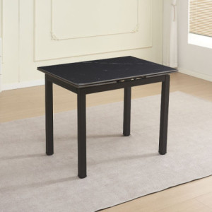 Zoom Tavolo allungabile Kyoto con piano in ceramica effetto marmo nero e struttura in metallo nero