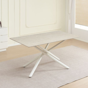 Tavolo fisso Sand ceramica beige metallo bianco elegante e solido