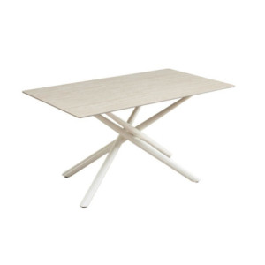 Zoom Tavolo fisso Sand con piano in ceramica beige e struttura in metallo bianco