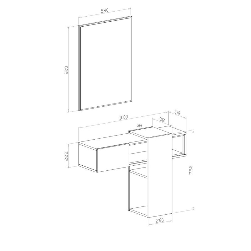 Mobile ingresso sospeso MOG con specchio cobalto grey cashmere