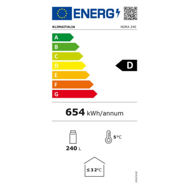 Frigo vetrina bibite ventilata Nora 240 bianco 54x56x152,5 cm D