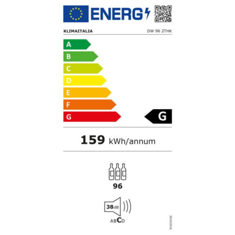 Cantinetta incasso ventilato DW962THK 96 bottiglie nera classe G