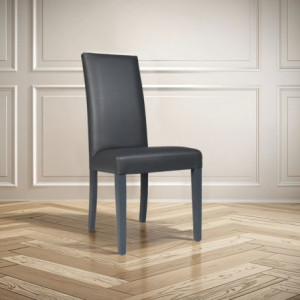 Set 2 sedie Nancy ecopelle piombo gambe in tinta moderne