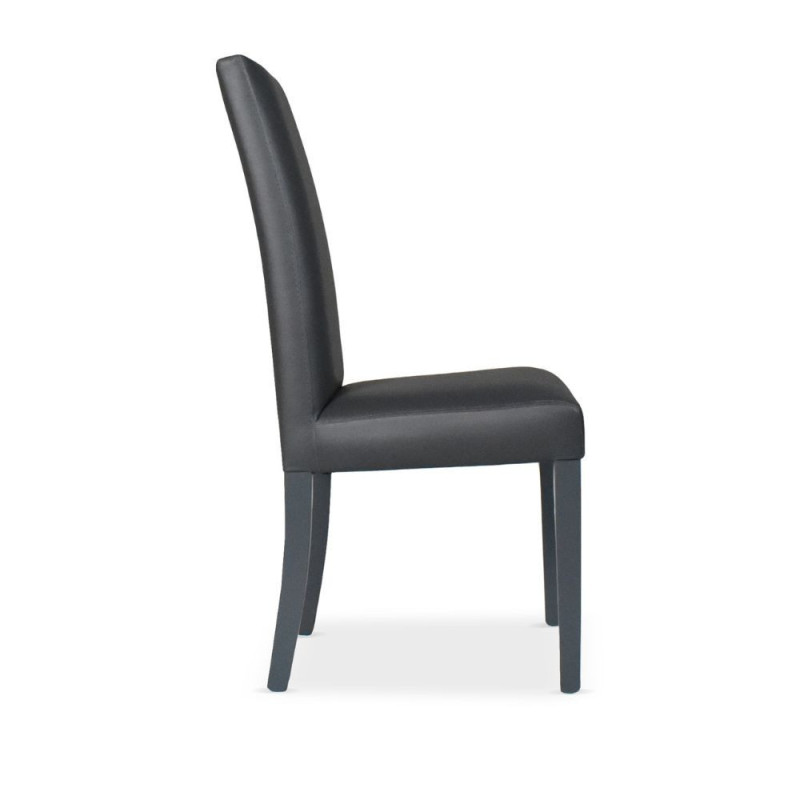 Set 2 sedie Nancy ecopelle piombo gambe in tinta moderne