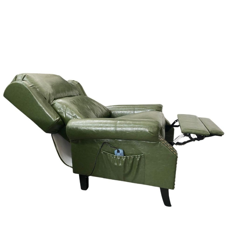 Poltrona Wing recliner massaggiante verde ecopelle relax casa