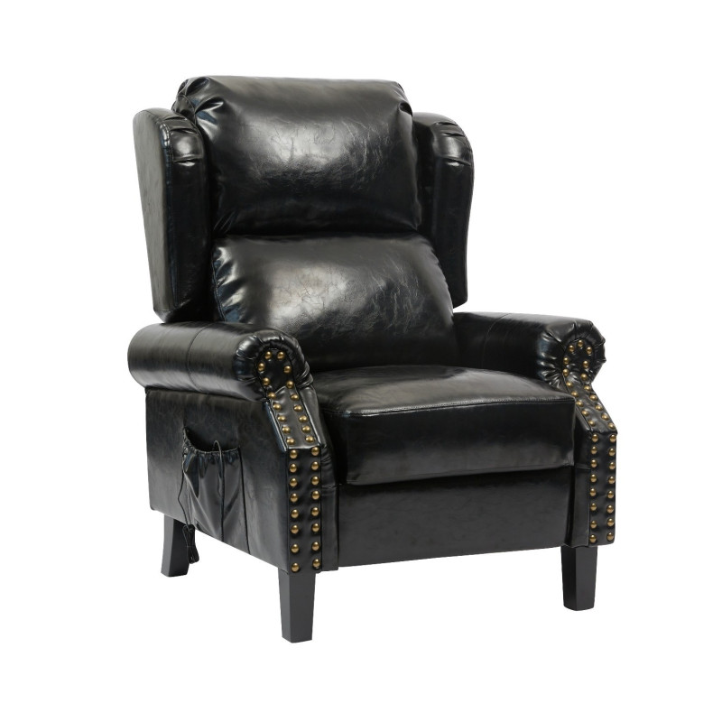 Poltrona Wing recliner massaggiante nera ecopelle relax casa