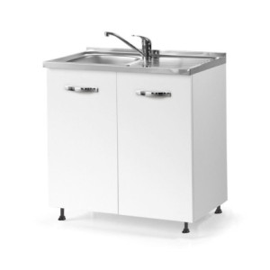 Sottolavello 80x60x82h cm 2 ante bianco frassinato con lavello