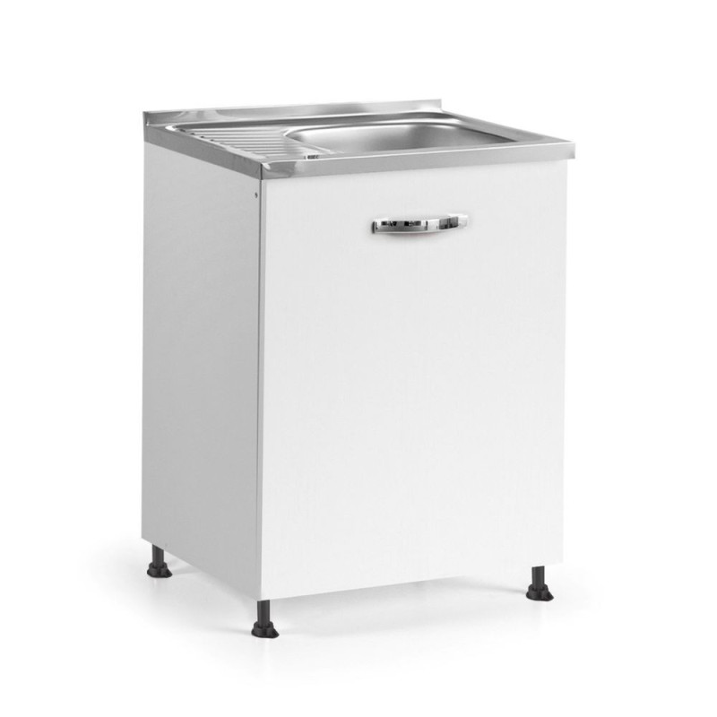 Sottolavello 60x60x82h cm 1 anta bianco frassinato con lavello