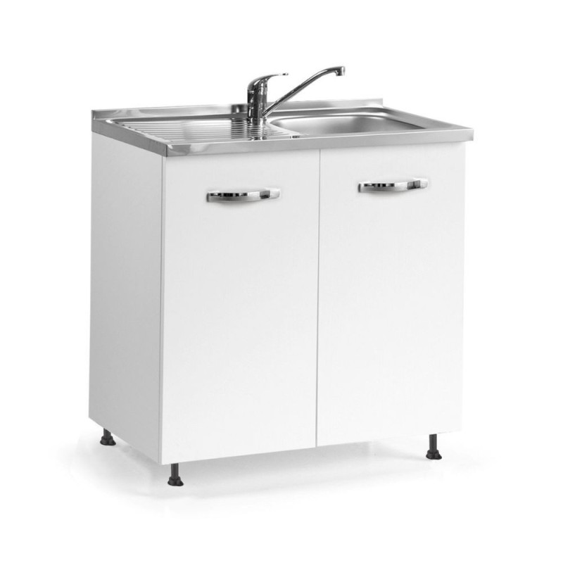 Sottolavello 80x60x82h cm 2 ante bianco frassinato lavello SX