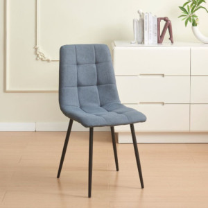 Set 4 sedie imbottite Fender tessuto grigio gambe metallo nero