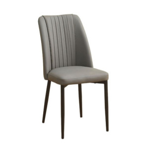 Zoom Set di 4 Sedie Linus con seduta in ecopelle grigio e gambe in metallo nero