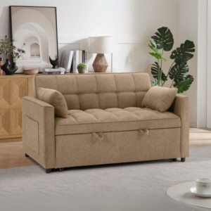 Divano letto Eiri 2 posti tessuto cappuccino 188 cm