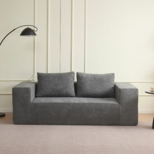 Divano Kelly schiuma tessuto grigio chiaro - Living soggiorno