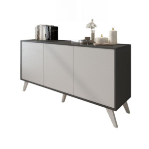 Zoom Madia Nimes con 3 ante colore bianco rustica e struttura in grafite