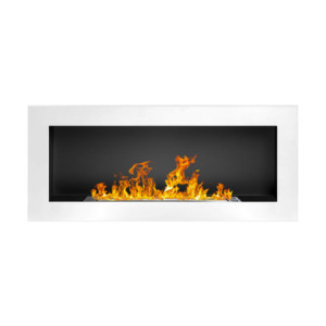 Camino a bioetanolo Lucca bianco 90x12x40 cm da parete/incasso