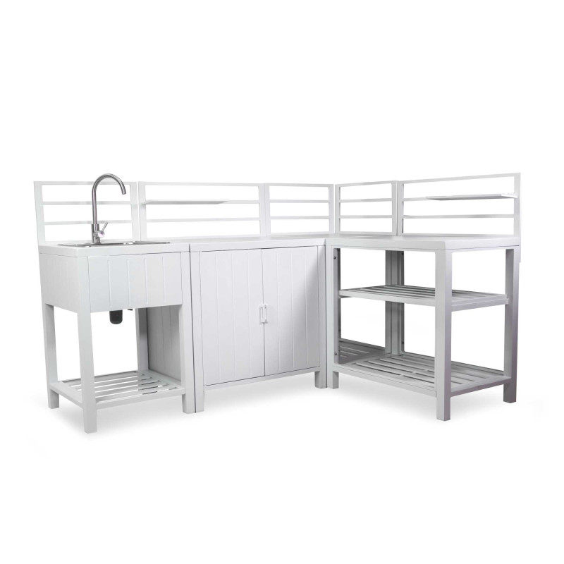 Cucina Outdoor Weston Bianco Angolare 4 Moduli | Levante Shop