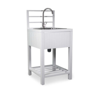 Zoom Mobiletto alluminio Weston con lavello bianco cm 60x61,5h125