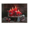 Set di 2 Quadro legno LED candele rosse 40x30x1,8 cm decorazione luminosa